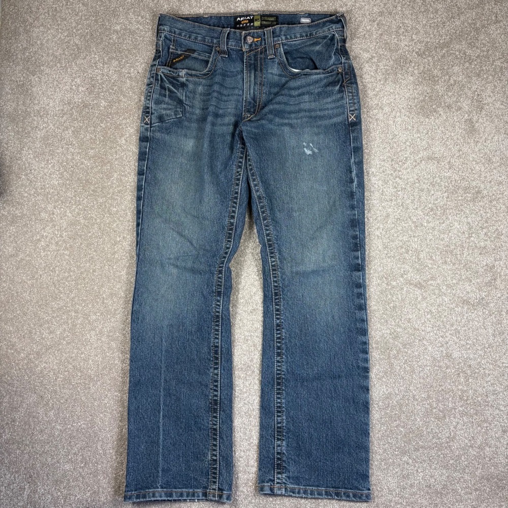 Ariat Rebar M5 Straight Leg Jeans Mens 32x32 Medium Wash Blue Denim Work Pants